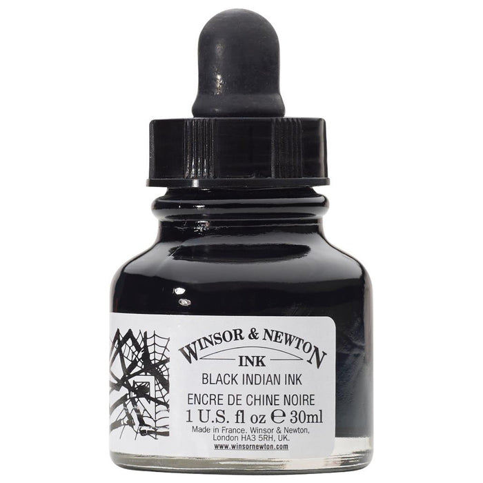 WINSOR AND NEWTON - DRAWING INK TINTA INDIAN CON GOTERO 30ML 30ml / negra | #000000 | mate | ? | mate