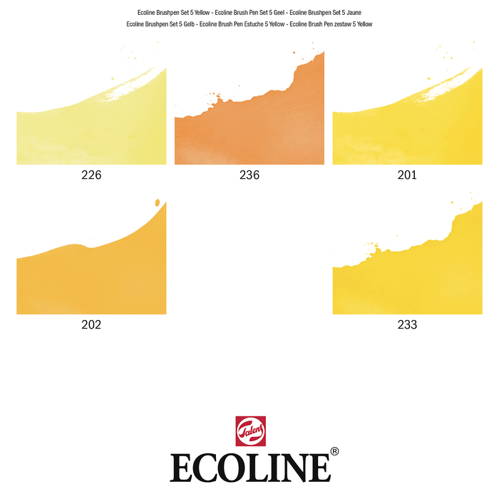 Set 5 Rotuladores acuarelables punta pincel Ecoline  - Amarillos