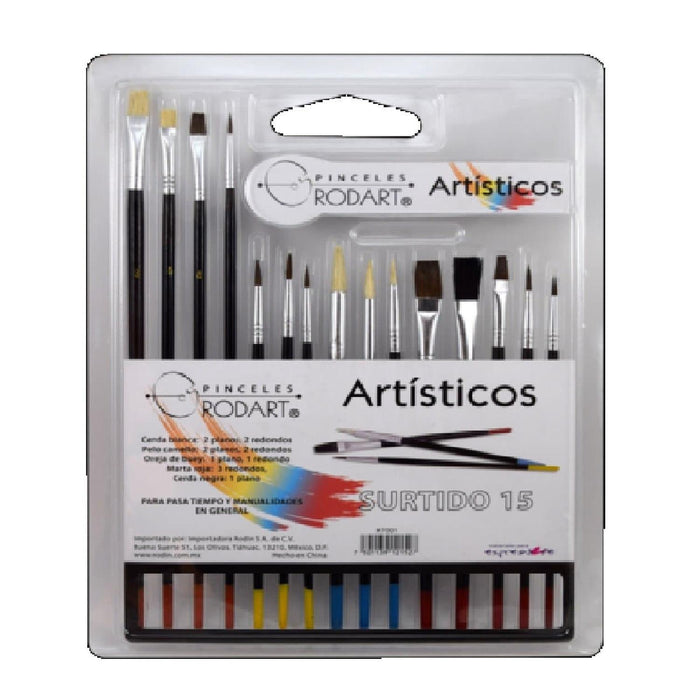 JUEGO DE PINCELES #7001 CON 15 PZAS