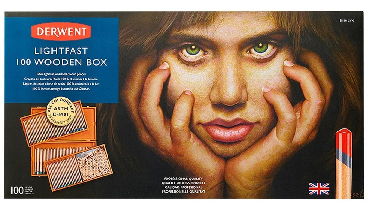 DERWENT - LIGHTFAST BASE DE ACEITE CAJA DE MADERA CON  100 COLORES