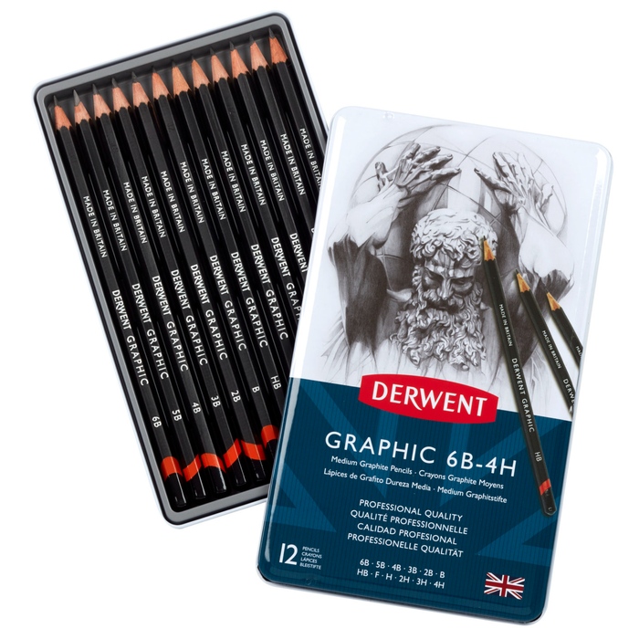 Derwent - Caja Graphic Medium Pencils 12 Unidades