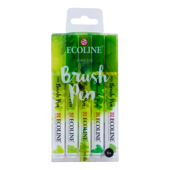 Royal Talens - Set Rotulador Acuarela Ecoline Brush Pen Verde 5 unidades
