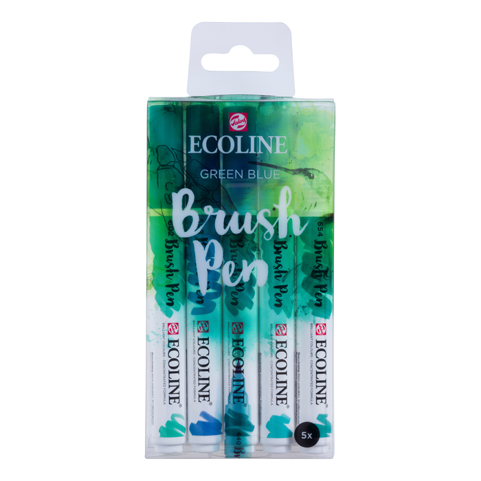 Royal Talens - Set Rotulador Acuarela Ecoline Brush Pen Verde Azul 5 unidades
