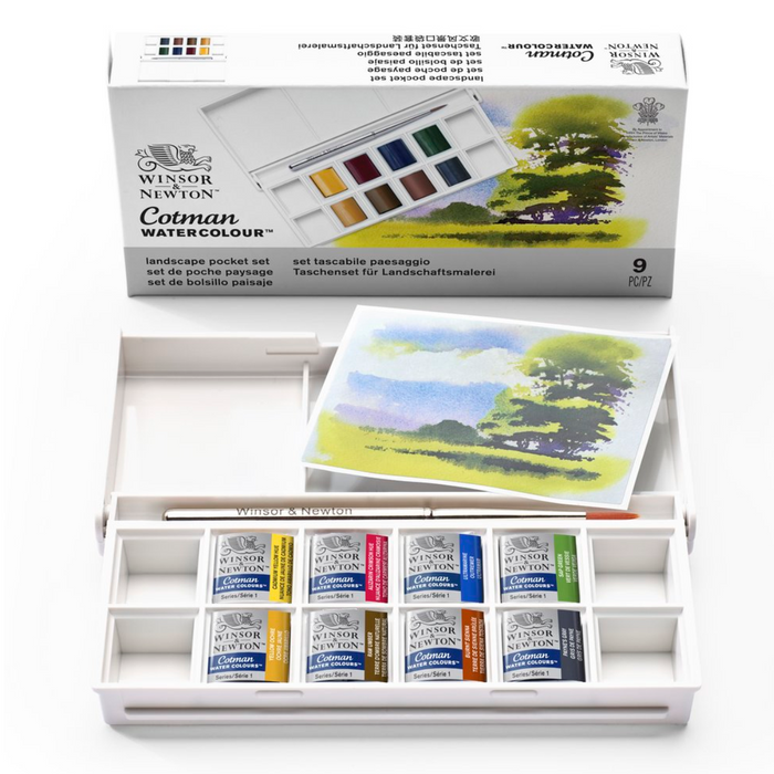 W&N Acuarelas CWC Set Bolsillo 8 Medio Godets - Paisaje