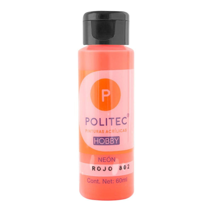 ACRILICO POLITEC HOBBY NEON ROJO #802 60 ML