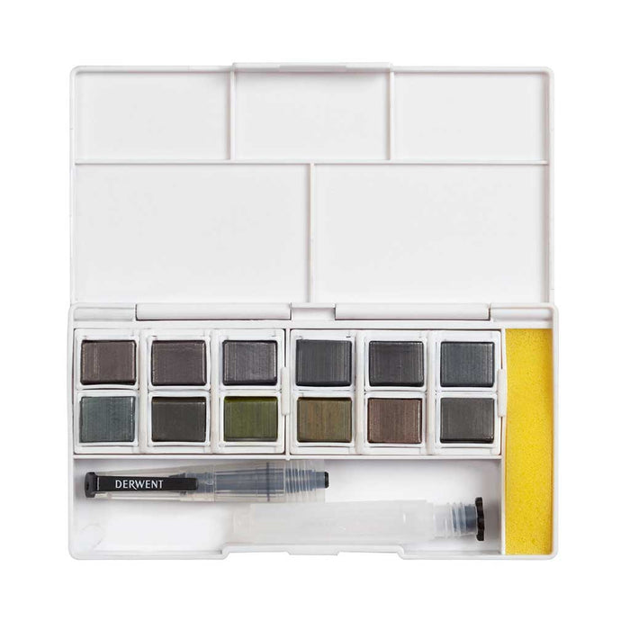 Set Barras grafito de colores Acuareable Derwent Graphitint Paint Pan Pocket 12 unidades