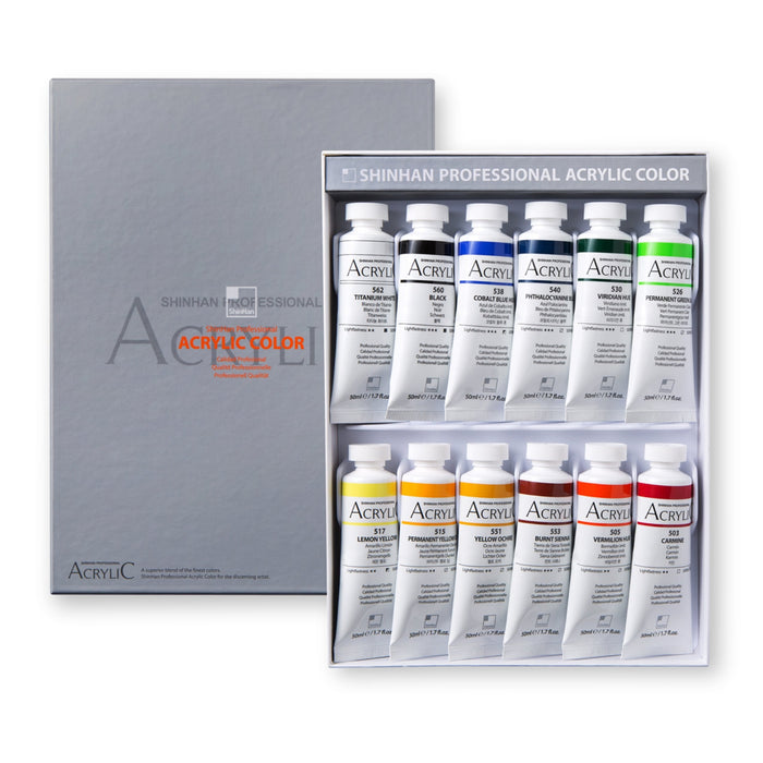 ShinHan Profesionales - Set A Acrílicos 12 Unidades 50ml