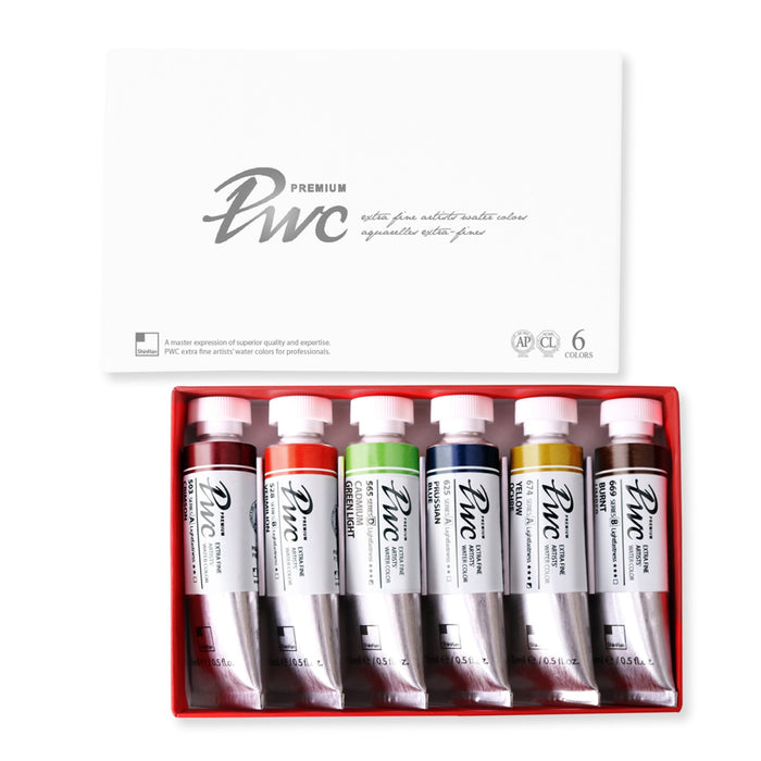ShinHan - Set B  Acuarela Extra Fina PWC con 6 Tubos de 15ml