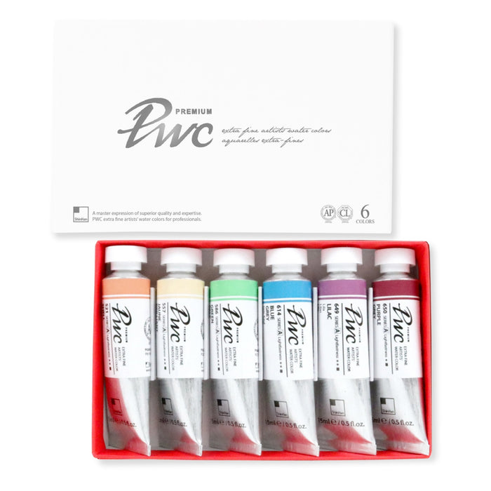 ShinHan - Set Tint A Acuarela Extra Fina PWC con 6 Tubos de 15ml