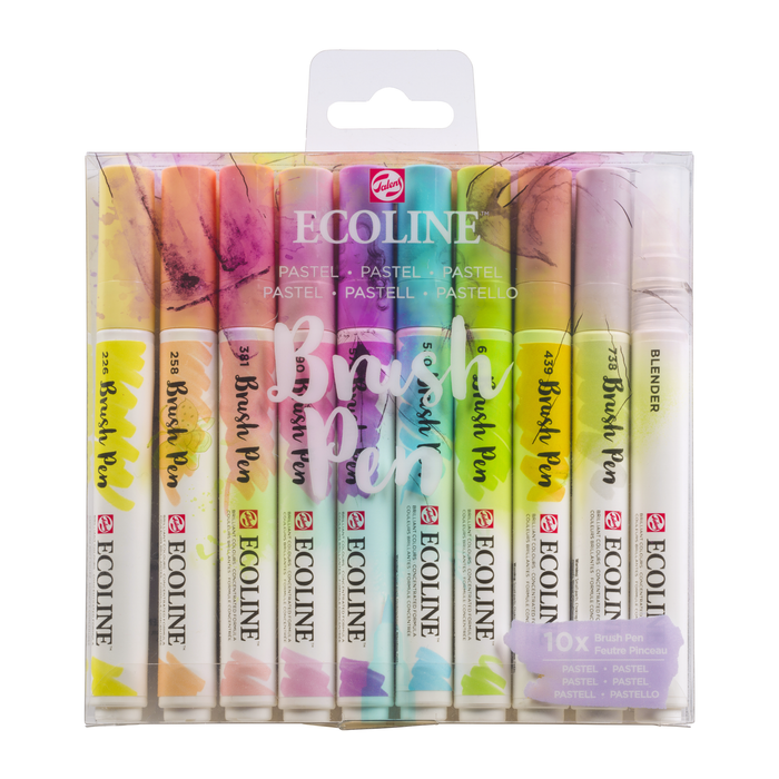 Royal Talens - Set Rotulador Acuarela Ecoline Brush Pen Pastel 10 unidades