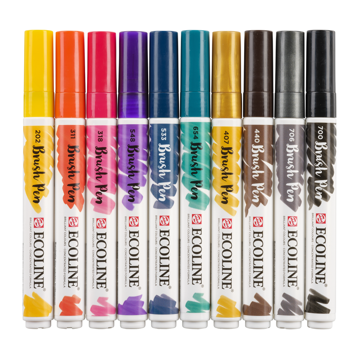 Royal Talens - Set Rotulador Acuarela Ecoline Brush Pen Oscuro 10 unidades