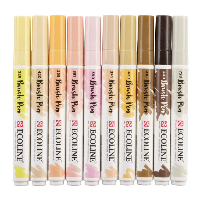 Royal Talens - Set Rotulador Acuarela Ecoline Brush Pen Piel 10 unidades
