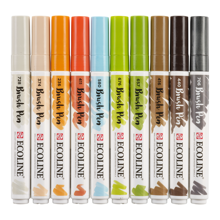 Royal Talens - Set Rotulador Acuarela Ecoline Brush Pen Arquitecto 10 unidades