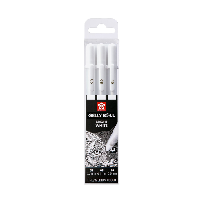 SAKURA - Gelly Roll Blanco Brillante 3 Unidades