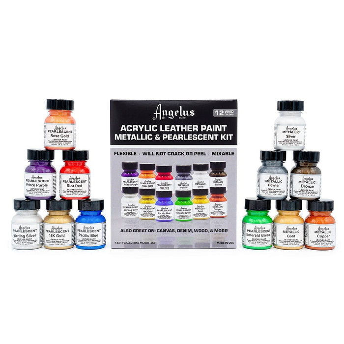 Set 12 Pinturas Metalizadas y Perladas Angelus