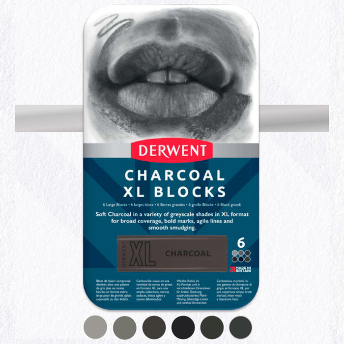 DERWENT - SET DE 6 BARRAS DE CARBONCILLOS XL