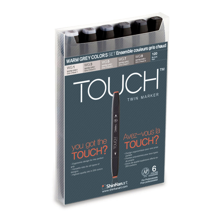 Set 6 rotuladores TWIN TOUCH Tonos Grises cálidos