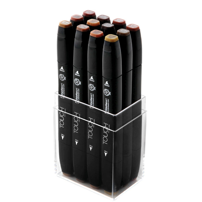 Set 12 rotuladores TWIN TOUCH Tonos madera
