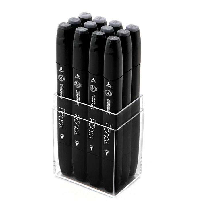 Set 12 rotuladores TWIN TOUCH Grises fríos