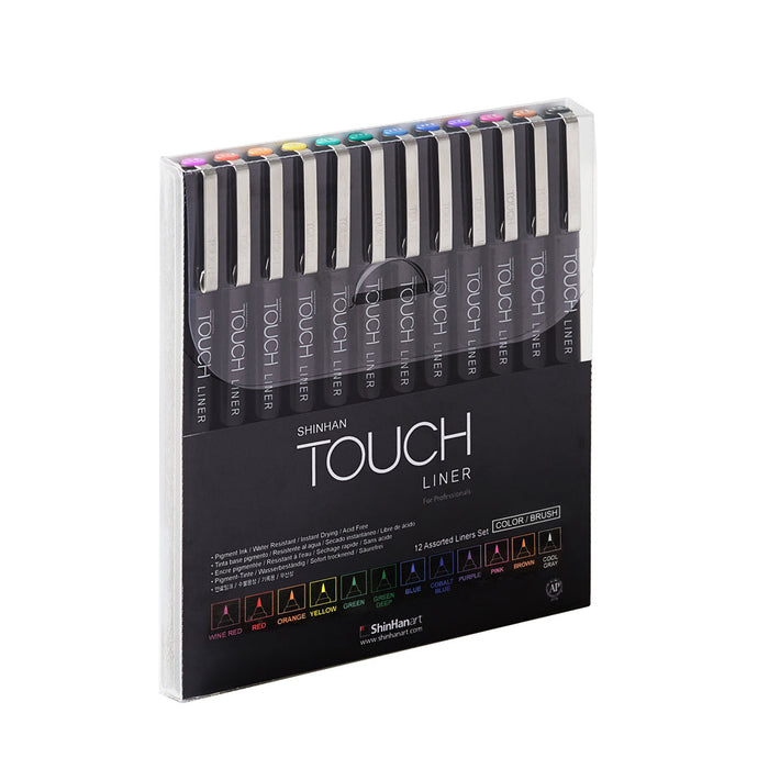 Set con 12 calibrados Touch Liner 0.1mm colores variados