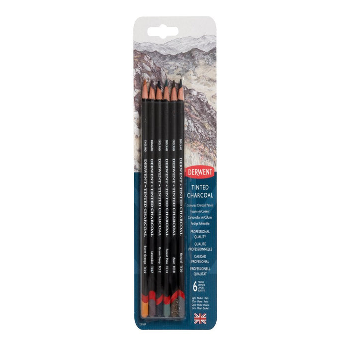Set 6 lápices de carboncillo entintado Tinted Charcoal - Derwent