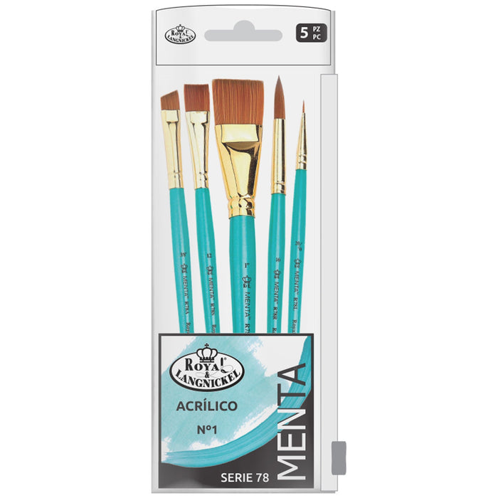 SET BÁSICO 5 PINCELES PARA ACRÍLICO 1C/ SINTÉTICO MENTA R&L SERIE 78