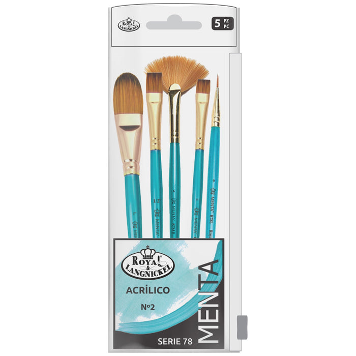 SET BÁSICO 5 PINCELES PARA ACRÍLICO 2C/ SINTÉTICO MENTA R&L SERIE 78