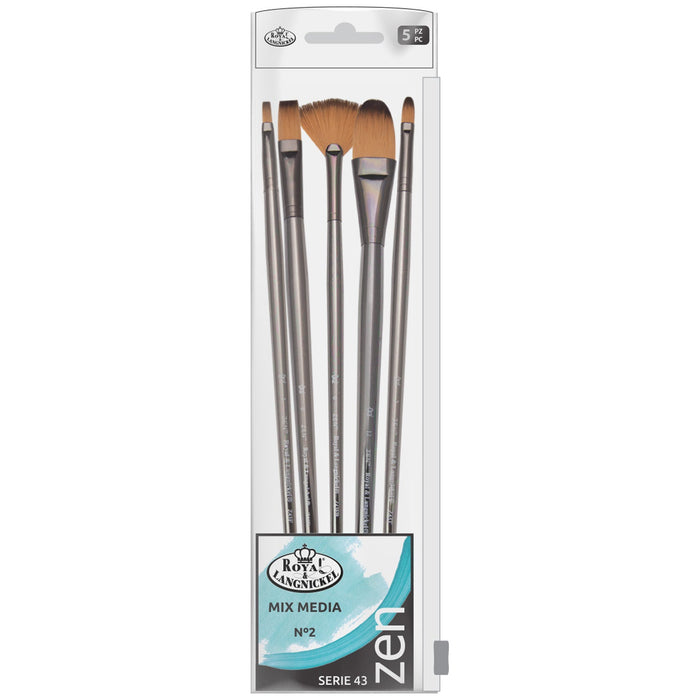 SET BÁSICO 5 PINCELES PARA MIX MEDIA 2C/ SINTÉTICO ZEN R&L SERIE 43