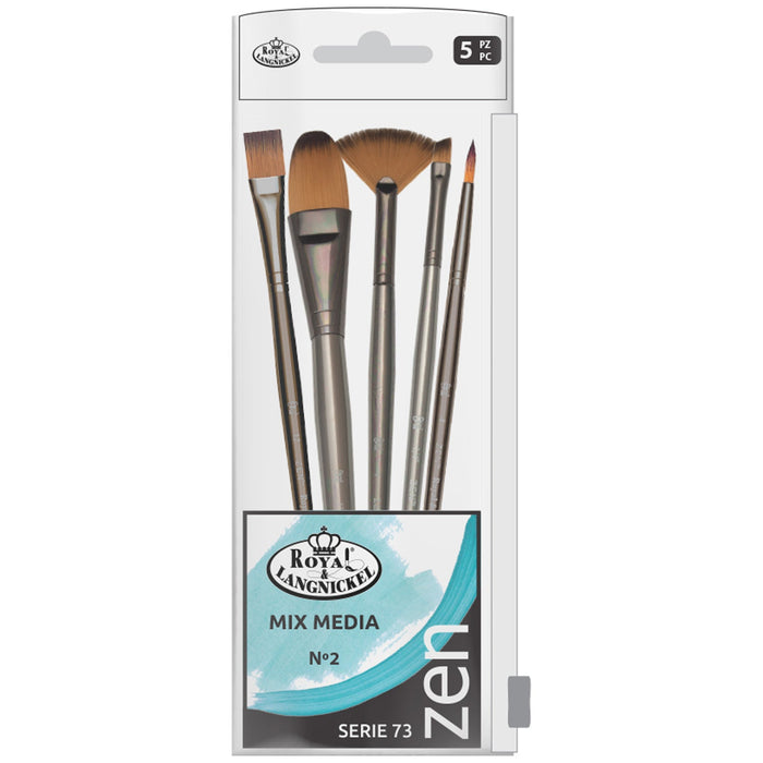 SET BÁSICO 5 PINCELES PARA MIX MEDIA 2C/ SINTÉTICO ZEN R&L SERIE 73