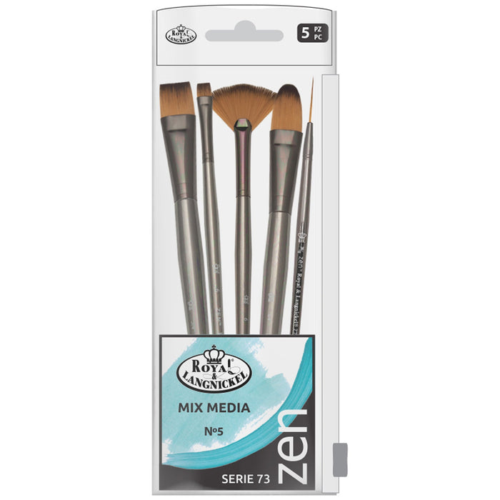 SET BÁSICO 5 PINCELES PARA MIX MEDIA 5C/ SINTÉTICO ZEN R&L SERIE 73