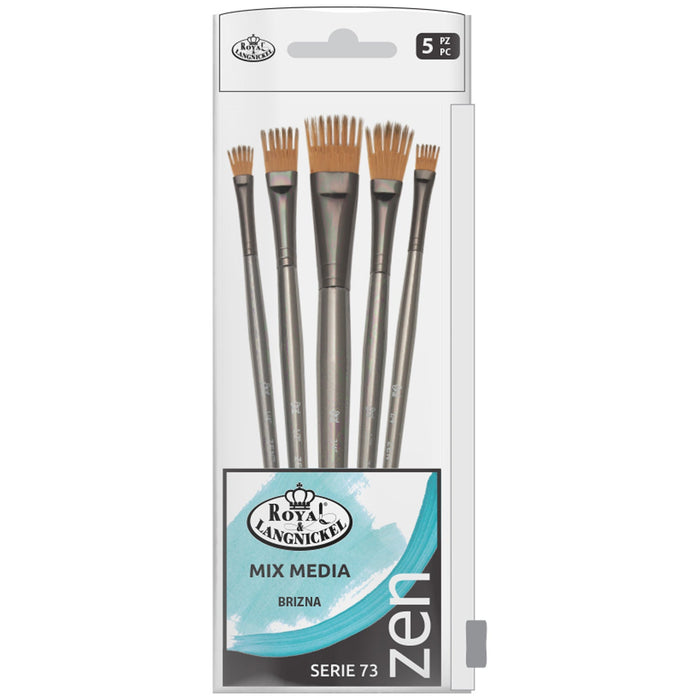 SET BÁSICO 5 PINCELES PARA MIX MEDIA BRIZNA SINTÉTICO ZEN R&L SERIE 73