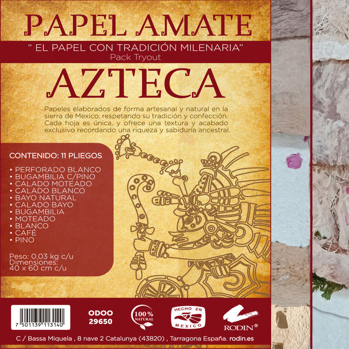 PACK AZTECA PAPEL AMATE - 11 PLIEGOS VARIADOS