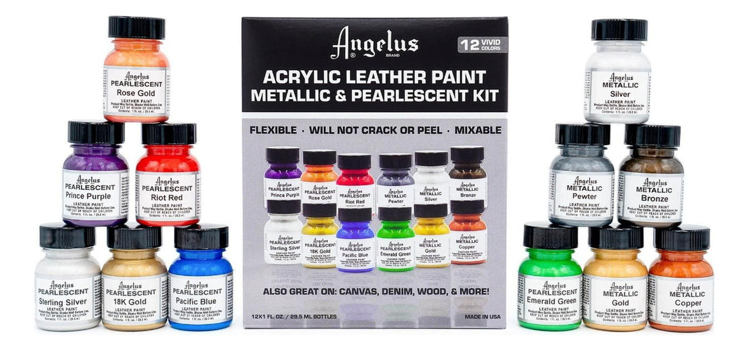 Set 12 Pinturas Metalizadas y Perladas Angelus