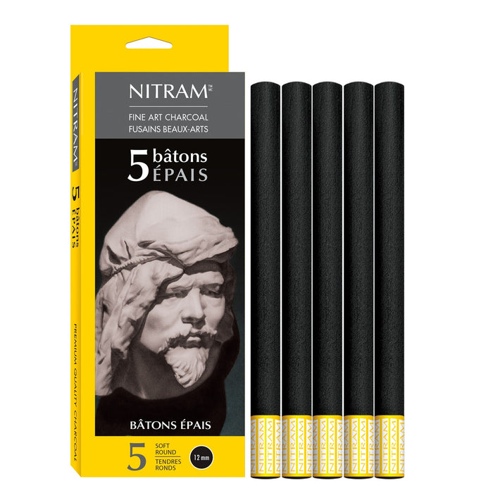 Set 5 carboncillos suaves 12mm Nitram