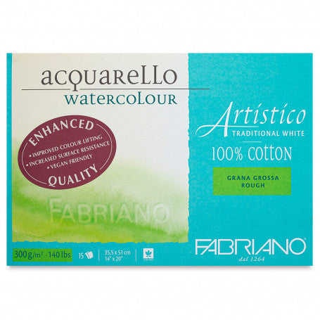 Bloc encolado a 4 lados 35,5x51 300 g 15 hojas grano grueso (torchon) Fabriano