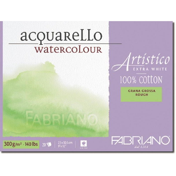 Bloc extra blanco 100% algodón 18x26 300 g 20 hojas grano grueso (torchon) Fabriano Artistico