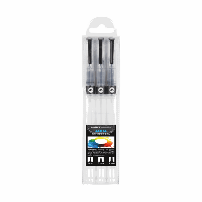 3 Pinceles con depósito AQUA Squeeze Pen Basic-Set 1