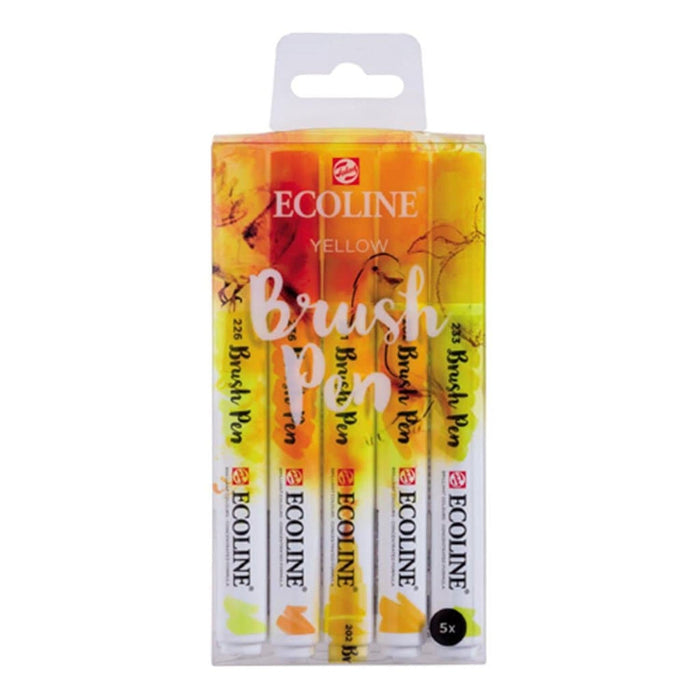 Set 5 rotuladores acuarelables Ecoline Brush Pen amarillos