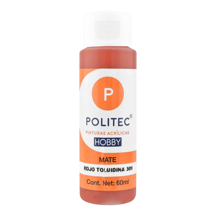 ACRILICO POLITEC HOBBY MATE ROJO TOLUIDINO #309 60 ML