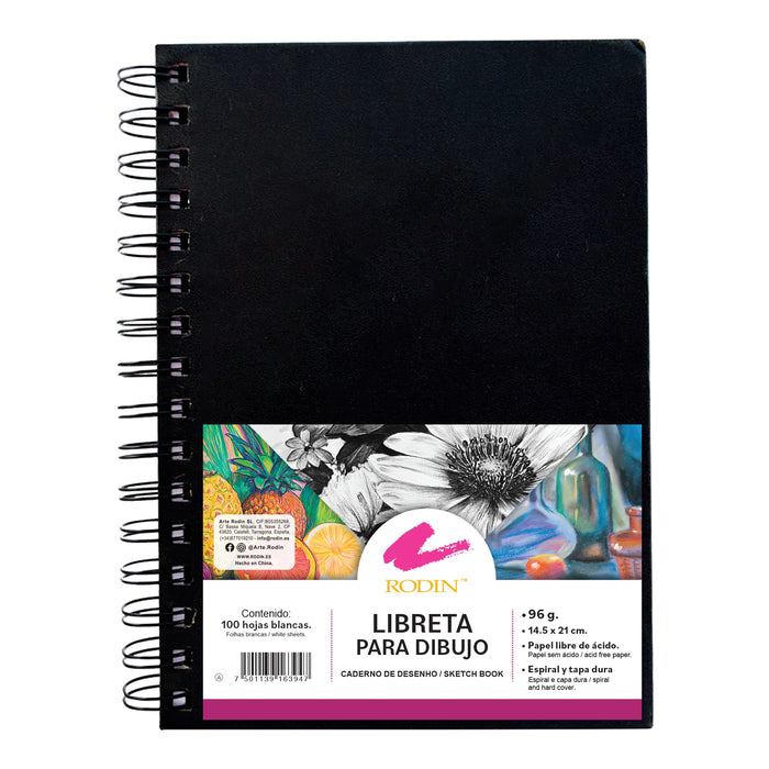 Bloc de papel para dibujo tapa dura con espiral - Rodin