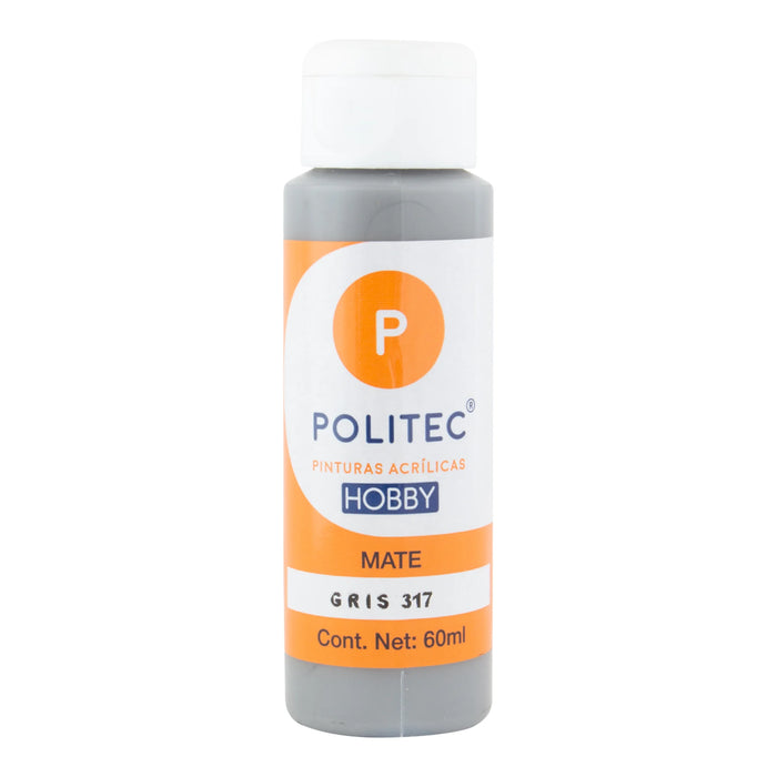 ACRILICO POLITEC HOBBY MATE GRIS #317 60 ML