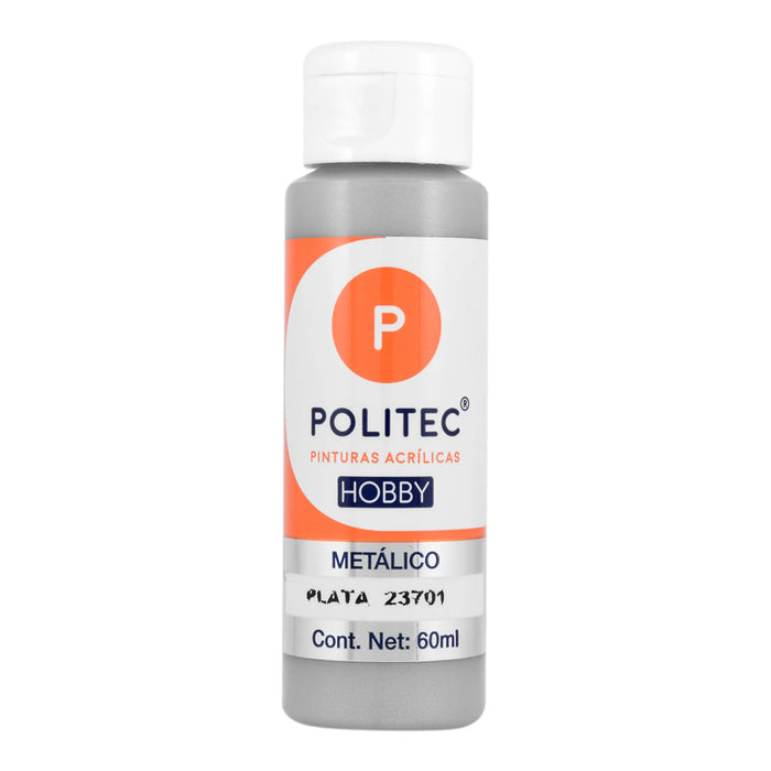 ACRILICO POLITEC HOBBY METALICO PLATA #701 60 ML