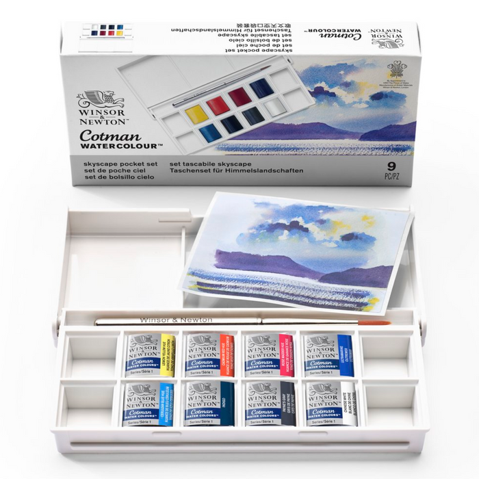 W&N Acuarelas CWC Set Bolsillo 8 Medio Godets - Cielos