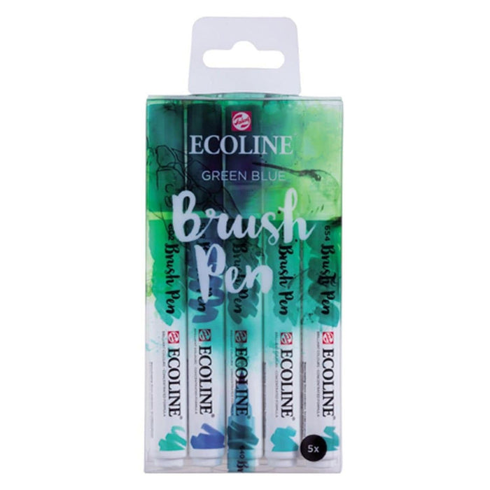 Royal Talens - Set Rotulador Acuarela Ecoline Brush Pen Verde Azul 5 unidades