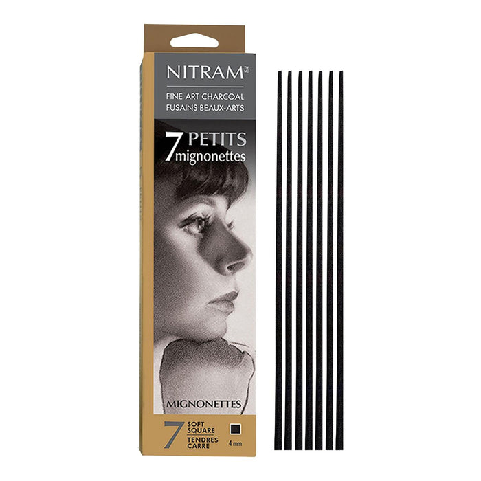 Set 7 barras finas de carboncillo suave Nitram