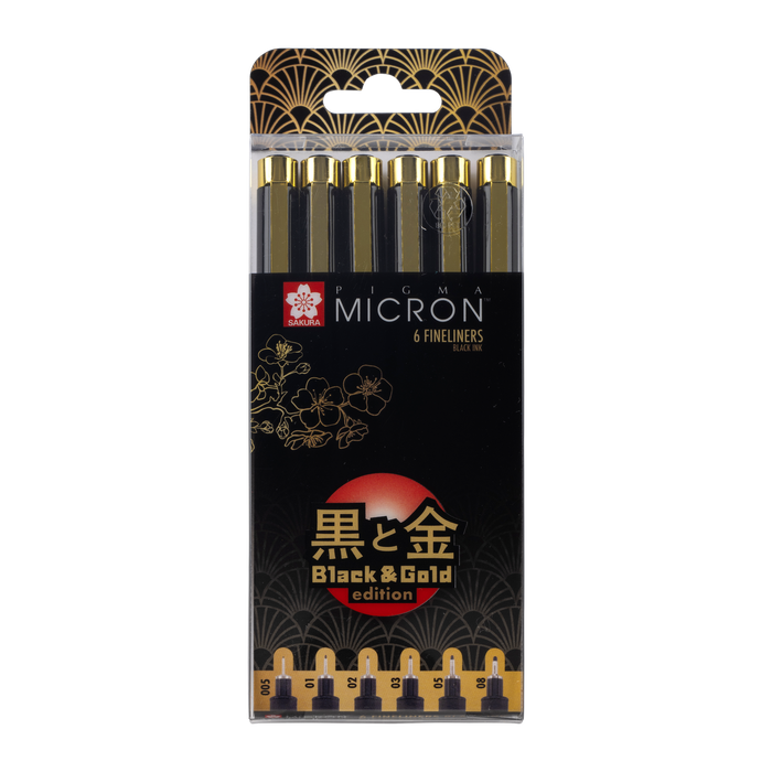 SAKURA - Pigma Black & Gold 6 Unidades