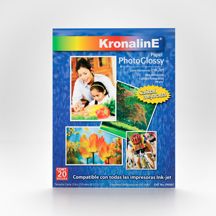 Papel fotográfico acabado brillante 20 hojas 260g/m² Ink-jet - Kronaline