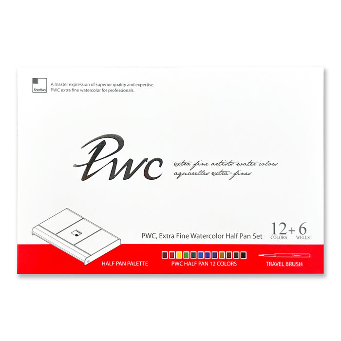 Set acuarelas PWC ShinHan 12 medias pastillas + pincel de viaje