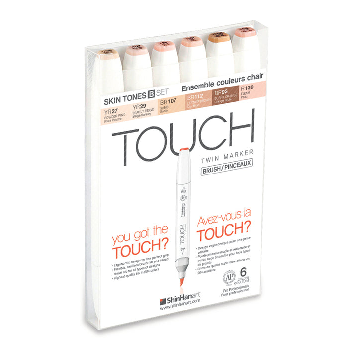 Set con 6 rotuladores tonos piel B TOUCH Twin Brush