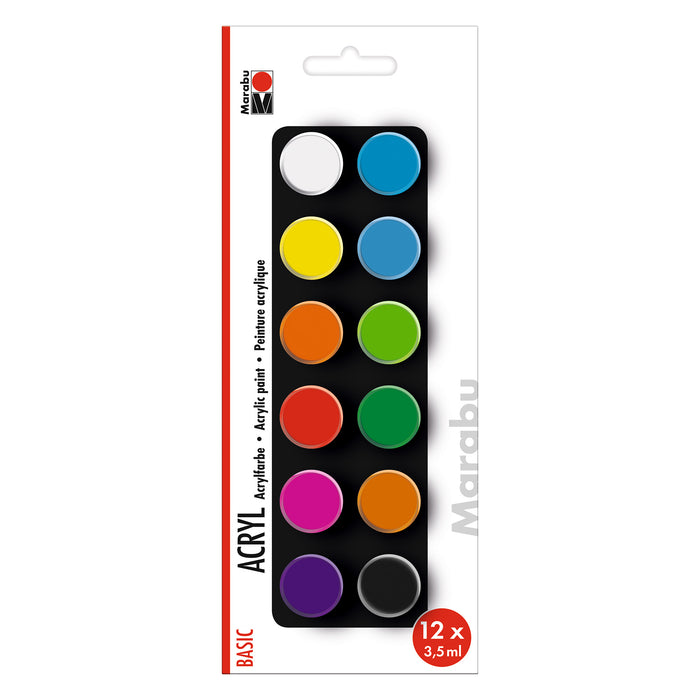 Set pintura acrílica colores básicos Marabu 12x3,5ml